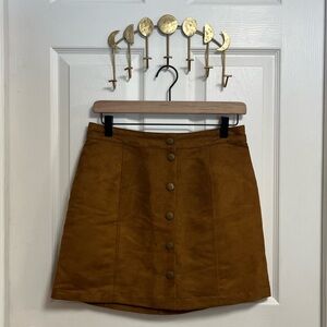 Old Navy Camel Brown Tan Mini A-Line Faux Suede Skirt